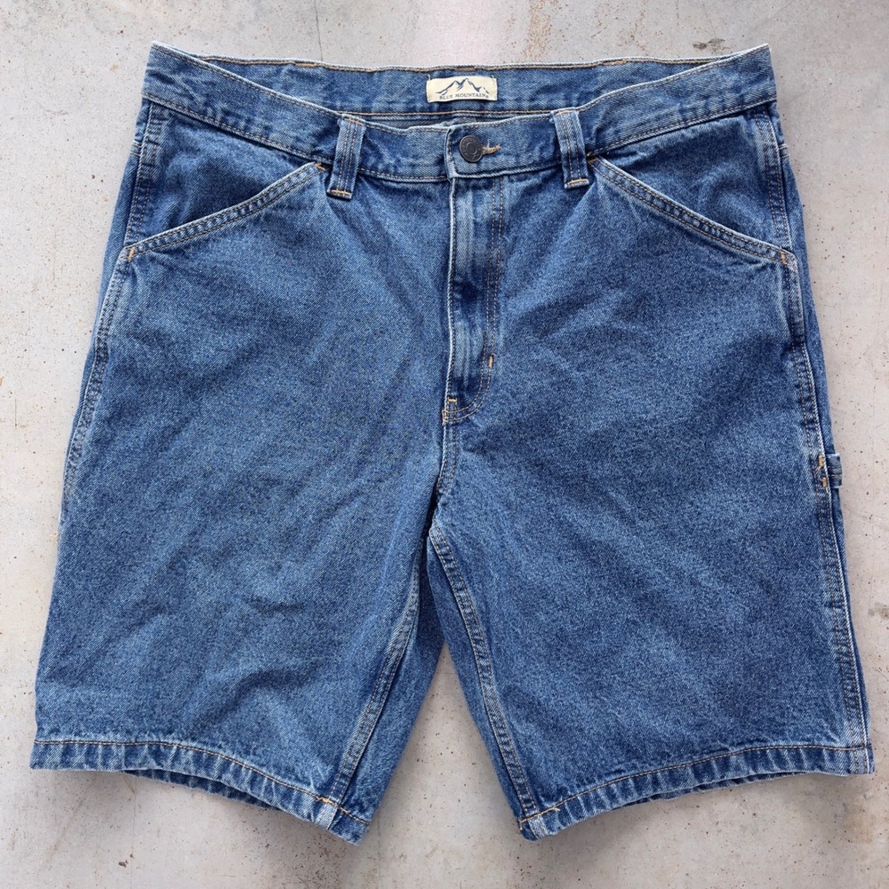 Blue Mountain Carpenter Denim Shorts Mens 36 Blue Workwear Utility Jorts - Picture 2 of 7
